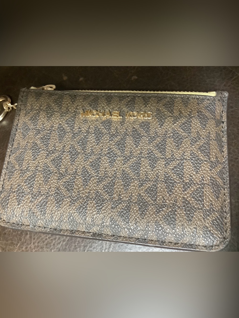 Michael Kors Signature MK Zip Pouch in Brown